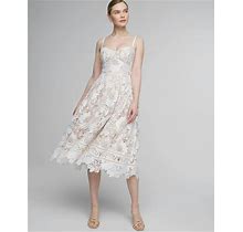 Women's Sleeveless Lace Fit & Flare Midi Dress In Ecru White Size 14 | White House Black Market