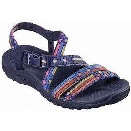 Skechers Womens Reggae Sew Me Strap Sandals | Blue | Regular 10 | Sandals Strap Sandals | Cushioned|Comfort
