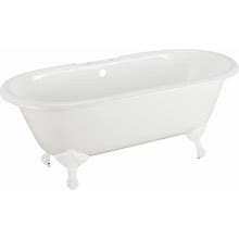 60" Sanford Cast Iron Clawfoot Tub - White Imperial Feet - 7" Tap Holes | Signature Hardware
