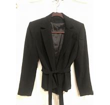 I. Magnin Black Wool Belted Jacket By David Hayes Size 8 Petite