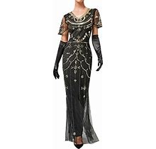 Great Gatsby Dresses For Women 1920S Flapper Sexy Plus Size Sequin Tassel Dress Roaring 20S Cocktail Party Dresses 1920 Style Dresses For Women Festi