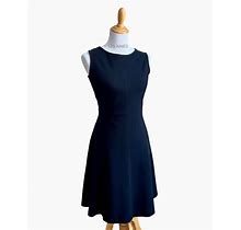 Talbots Black Classic Fit And Flare Sleeveless Dress Medium Petite