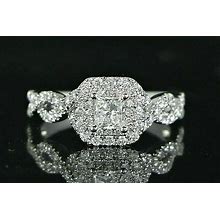 $2999 Vera Wang Love 14K White Gold 1.00Ct Princess Diamond Engagement Ring 6.75