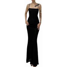 Thefound Women's Summer Spaghetti Straps Backless Long Dress Casual Solid Color Sleeveless Maxi Dresses Summer Beach Dress