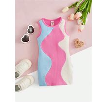 Baby Girl Colourblock Ribbed Knit Tank dress,9-12m