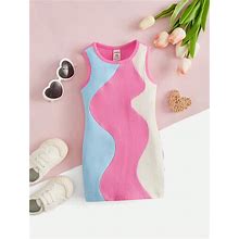 Baby Girl Colourblock Ribbed Knit Tank dress,12-18m