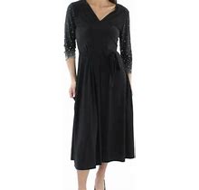 Msk Womens Petite Knit Beaded Midi Dress Black Size