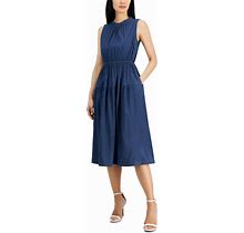 Anne Klein Women's Sleeveless Denim Midi Dress - Indigo - D - Size 10