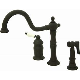 Kingston Brass KS181.PLBS Heritage 1.8 GPM Widespread Kitchen Faucet - Includes Escutcheon And Side Spray Oil Rubbed Bronze Faucet Kitchen Single