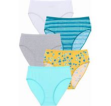 Plus Size Women's Hi-Cut Cotton Brief 5-Pack By Comfort Choice In Falling Floral Pack (Size 16)
