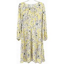 H&M X Anna Glover Womens Floral Butterfly Print Rayon Long Sleeve Dress Size 10
