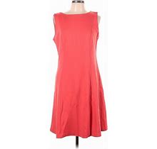 Talbots Casual Dress - A-Line Crew Neck Sleeveless: Pink Print Dresses - Women's Size 12 Petite