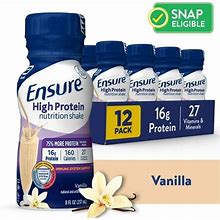 Ensure High Protein Nutrition Shake, Vanilla, 8 Fl Oz, 12 Count