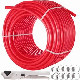 VEVOR Pex Pipe And Fittings 1 Inch 300ft Pex Tubing Non-Barrier Radiant Pex Fittings Water Plumbing Pipe Pex-B 1" Non-Barrier/300FT/Red