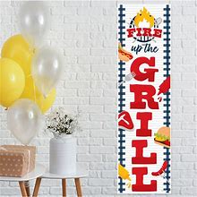 Fire Up The Grill Summer Bbq Picnic Party Front Door Decoration Vertical Banner - Assorted Pre-Pack