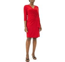 Women's Nina Leonard Faux-Wrap Dress, Size: Small, Nina Red