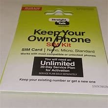 Straight Talk Sim Nano SIM Pin Card Cdma Bring Your Own Phone Kit New Call Lot B