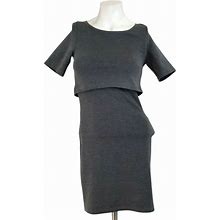 H&M Dresses | H&M Gray Layered Short Sleeve Stretchy Sheath Bodycon Mini Dress | Color: Gray | Size: 4