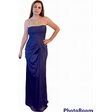 Adrianna Papell Dresses | Adrianna Papell Royal Blue Wedding Guest Maxi Dress Nightgown 8 | Color: Blue/Gold | Size: 8