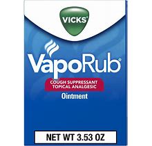 Vicks Vaporub Topical Cough Chest Rub & Analgesic Ointment, Over-The-Counter Medicine, 3.53 Oz, Clear