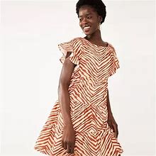 Nine West Dresses | Nine West Graphic Zebra Tiered Dolman-Sleeve Babydoll Dress | Color: Brown/Orange | Size: Xs