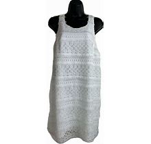 White Lace Lilly Pulitzer Summer Dress Annette Shift Fringe Sleeveless Size 10