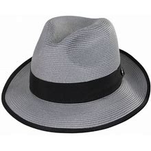 Stetson Latte Florentine Milan Straw Fedora Hat: SIZE: 6 3/4 Gray