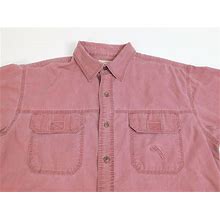 Redhead Mens Short Sleeve Button Shirt Size M Red