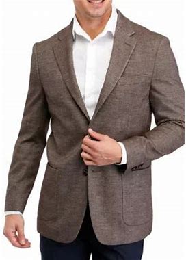 Biltmore Men's Single Breasted Tan Donegal Textured Solid Sport Coat, Brown, 42