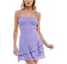 Speechless Juniors' Strappy Bustier Fit & Flare Dress - Lavender - Size L