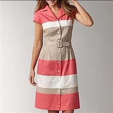 Liz Claiborne Dresses | Liz Claiborne Color Block Shirt Dress | Color: Pink/Tan | Size: 10