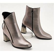 Azura By Spring Step Leather Side Zip Ankle Boots- Fabulosa, Size EU39 (8.5), Pewter