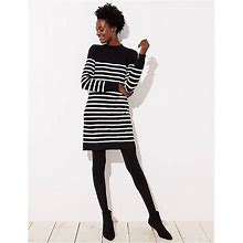 Loft Dresses | Loft Black And White Stripe Button Shoulder Long Sleeve Knit Sweater Dress - S | Color: Black/White | Size: S