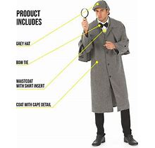 Fun Shack Mens Victorian Detective Costume Adult Historical Sleuth Fancy Dress Halloween Gray L