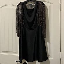 Adrianna Papell Dresses | Black Sleeveless Dress With Beaded Jacket | Color: Black | Size: 12P