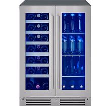 Zephyr PRWB24C32C Presrv 24 Inch Wide 21 Bottle Capacity And 64 Can Capacity Wine And Beverage Cooler Combo With 3-Color LED Lighting Stainless Steel