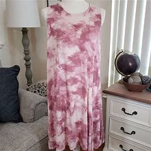 Old Navy Dresses | Old Navy Warm Tie-Dye Sleeveless Knit Swing Dress, Sz Xl | Color: Pink/White | Size: Xl