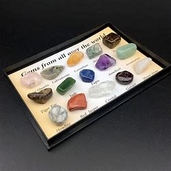 15 Pieces Set Healing Crystals Chakra Stones Colorful Gems Ore Specimens Polished Stone Geological Teaching Tool