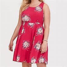 Torrid Dresses | Torrid Pink Floral Tie-Back Challis Mini Dress | Color: Pink | Size: 3X