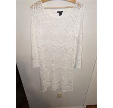 H & M White Crochet Lace Mini Dress L
