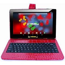 LINSAY F10 Series 10.1" Tablet, Wifi, 2GB RAM, 64GB , Android 13, Black W/Red Crocodile Keyboard (F10XIPSBKCOREDW)