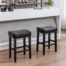 Wildon Home® Dickert 26" Bar Stool Wood/Upholstered/Leather In Black | 29 H X 18 W X 12.6 D In | Wayfair 38806Bad33e283cf8d37ce5bceff92e4