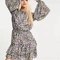 Ted Baker Dresses | Nwt Ted Baker Us Karliie Abstract Floral Confetti Dot Tiered Mini Dress 2Xl 6 | Color: Black/Purple | Size: 2X