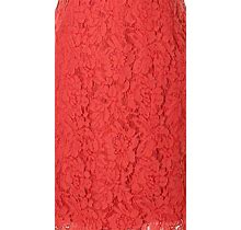 Coral Sheath Dress Lace Floral Scalloped Hem $180 White House Black