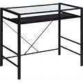OSP Home Furnishings Zephyr Computer Desk With Keyboard Shelf And Tempered Glass Top, Clear Glass And Black Frame, 36" W X 20" D X 30.25" H
