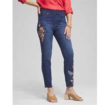 CHICO's Embroidered Pull-On Ankle Jeggings Blue