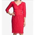 Tadashi Shoji Dresses | Tadashi Shoji Red Lace Midi Dress | Color: Red | Size: 8