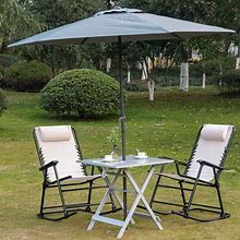 Outsunny Foldable Dining Table, Square Wood Side Table, Portable Bistro Table With Umbrella Hole For Outdoor Patio, Garden