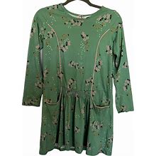 Hanna Andersson Dresses | Hanna Andersson Green Pink Floral Long Sleeve Dress | Color: Green/Pink | Size: 12G