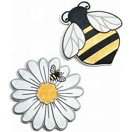 Bee Daisy Garden Stepping Stone Or Wall Plaques Set 2 Bumblebee 10.6" Diameter